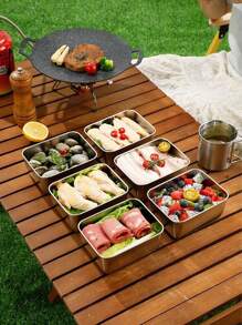 1/3/6PCS Household Stainless Steel Fresh-Keeping Box Set(Fresh-Keeping Box + Fresh-Keeping Lid) , Sealed Refrigerator Food Storage, Box Kitchen Accessories, Kitchen Storage Box, Outdoor Garden Picnic, Camping, Office, Travel,Outing, Barbecue Lunch Box, Outdoor With Independent Sauce Compartment Box, Egg-Proof Antibacterial Refrigerator Storage Artifact,Outdoor Supplies, Camping Supplies, Barbecue Supplies