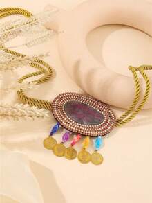 1 件腰带，沙特 Dishdasha 腰链配饰，简约精致小巧设计，新娘婚礼节日派对腰带，女士礼物，随机水晶装饰 - 腰鏈 - 查看 6