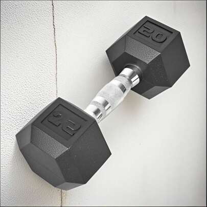 "20LB Rubber Hex Dumbbell (Single) - Non-Slip Grip & Anti-Roll Design"