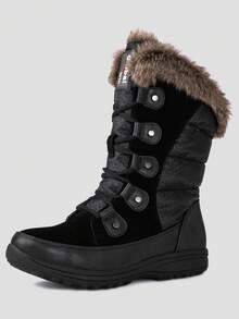 GLOBALWIN Women's Snow Boots Mid Calf Warm Winter Fashion Boots Comfortable Lace-UpWaterproof Boots Insulated Non-Slip Outdoor Shoes For Women - 1817-5黑色 - 查看 1
