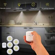 [Remote LED Punk Lights] 5pcs Cordless LED Punk Light Set - Remote Controlled, Magnetic Stick-On Night Lights For Hallway, Bathroom, Bedroom, Kitchen, Cabinet, And Stairs Home Decor With Easy Installation - 5pcs - View 1