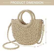 Oaoleer 1PC Straw Clutch Purses For Women Woven Straw Beach Sea Handbag Tote Bags For Summer - 米色 - 查看 8