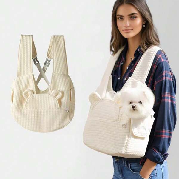 Mochila para mascotas, bolso de pecho portátil y cómodo, transpirable, adecuada para uso en exteriores y todas las estaciones, mochila para perros