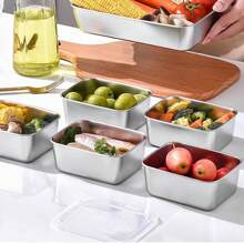 1/3/6PCS Household Stainless Steel Fresh-Keeping Box Set(Fresh-Keeping Box + Fresh-Keeping Lid) , Sealed Refrigerator Food Storage, Box Kitchen Accessories, Kitchen Storage Box, Outdoor Garden Picnic, Camping, Office, Travel,Outing, Barbecue Lunch Box, Outdoor With Independent Sauce Compartment Box, Egg-Proof Antibacterial Refrigerator Storage Artifact,Outdoor Supplies, Camping Supplies, Barbecue Supplies
