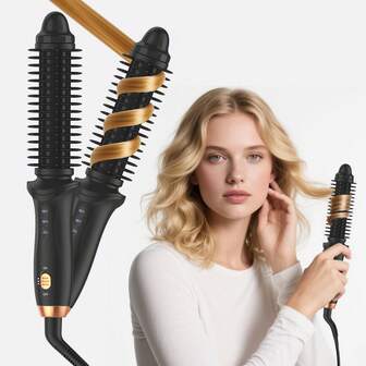 A Professional 3-In-1 Ionic Hair Styling Tool, Curling Iron And Straightening Iron, Hot Curling Iron Brush, 1in Size, Double Heat Setting (160°C/180°C), Ergonomic Handle, No Damage | Unisex Mini Curling Iron, Suitable For All Hair Types