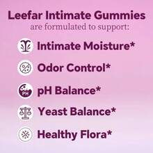 LEEFAR Her Juicy Feminine Probiotic Gummies – PH Balance & Intimate Comfort – Slippery Elm, Prebiotics & Lactobacillus Blend – Vegan, Hawaiian Pineapple Flavor – 60 Count (Pack Of 1) - Pack of 1 - 查看 5