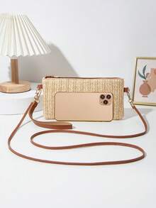 轻便、休闲、简约女士手拿包，适合大学、户外、旅行、郊游、便携式单肩包，适合女孩、白领，适合工作、返校、度假、夏季时尚度假包沙滩包 - 棕色 - 查看 5