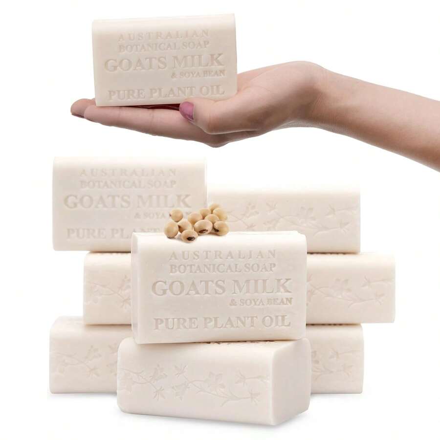 Australian Botanical Soap 7 OZ, Pack Of 8, Goat Milk Soap Bars With Soya Bean Oil, Enriched With Organic Shea Butter, Suitable For All Skin Types, Packaging May Vary - 7 Ounce (Pack Of 8) - View 1