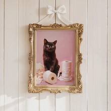 1 件，墙面艺术，现代海报，浴室猫咪印花，有趣的卫生纸海报，黑猫墙面艺术，Y2K 浴室装饰，可爱的厕所猫咪爱好者礼物，少女粉色装饰，客厅装饰，卧室装饰，美观，乔迁礼物，无框