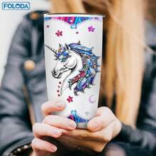 Foloda 1pc Unicorn Tumbler Be Yourself Unless You Can Be A Unicorn Tumbler Insulated Travel Mug 20oz Funny Saying Coffee Tumblers Cute Animal Flower Christmas Birthday Gift For Women Girl Unicorn Lover Gift Tumbler For Outdoor - Unicorn - View 5