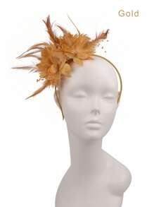 1 Stück Blumen-Haarband Fascinator Hut Tea Party Kopfbedeckung mit Federn Derby Hochzeit Fascinator auf Haarband für Mädchen und Frauen