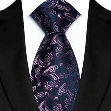 Corbata de lujo de 8CM para hombre, corbatas a cuadros florales a rayas de Color púrpura para hombre, corbata tejida de Jacquard para novio, corbata para de boda y negocios TFYP - 08 - Ver 24