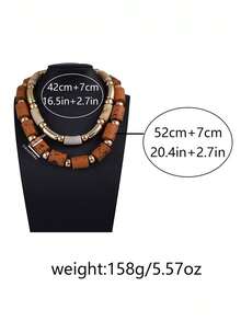 1pc Fashion Unique Layered CCB Bamboo Knot Necklace & Bracelet Set, Minimalist Style Suitable For Daily Wear