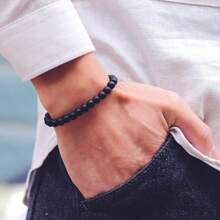 Fashion Men Bracelet Set 2pcs Leather Lucky Black Thread Bracelet Matte Onyx Stone Bracelet Accessories Gifts For Him