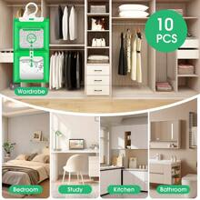 10Pcs/Set Wardrobe Moisture Absorbent Bags, Hanging Dehumidification Bags Anti-Mold And Moisture-Proof Bags, Suitable For Kitchen, Bathroom, Cabinet, Wardrobe, Shoe Cabinet, Car, School, Office, Home, Dormitory, Travel, Home Decoration, Christmas Note: Each Package Contains 50g Of Content ,Dehumidifier For Home