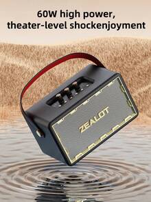 ZEALOT MT01M 60W Karaoke Wireless Speaker, Bluetooth Speaker, 24000mAh Long Battery, Up To 8 Hours Of Playback Time, Supports Mobile Phones/Tablets/TVs. Compatible With SD Card/USB/AUX, Serial Pairing Function, Suitable For/Car/Outdoor/Camping/Party - one-size - View 7