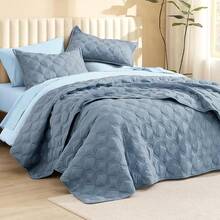 Size Quilt Bedding Set Teal - Full Lightweight Comforter Bedspreads & Coverlets Turquoise - Bedding Cover Bed Decor All Season - 3 Pieces (1 Quilt, 2 Pillowcases) - 10-灰藍色 - 查看 2