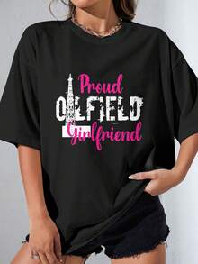 EWHProud Oilfield Girlfriend Rig Life RIg Hands Roughneck Women T-Shirt - Black - View 1