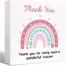 1pc,Thank You Teacher Wooden Box Sign, Ideal Back To School Season Teacher's Day Desktop Gift Decoration, Suitable For Teacher's Office, Thank You Teacher Gift