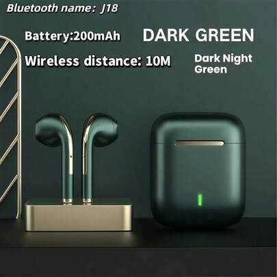 J18 Pro TWS 高级无线蓝牙耳机，支持 ENC/ANC 高保真音质，兼容小米、OPPO、vivo、TE、CNO 等所有智能手机和平板电脑，舒适立体声，均衡的低音和高音，电池容量：200mAh，适用于安卓和 iOS 系统