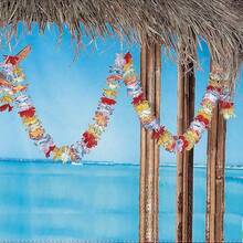 3pcs-Colorful Luau Tropical Flower Garland Flowers And Leaves Banner Garland Party Decoration Hawaiian Tropical Party Supplies, Luau Decoration Hawaiian Flower Border/Luau Party Garland/Luau Party Garland/Luau Decoration