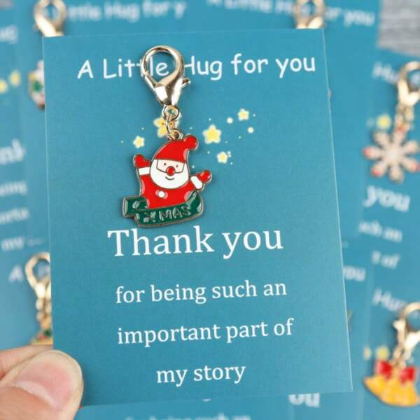 10pcs/Set Thank You Gift Set Including Cards, Christmas Themed Keychains, Charm Items Suitable For Family And Friends - Teacher's Day, Christmas, Thanksgiving, And Lucky Gifts