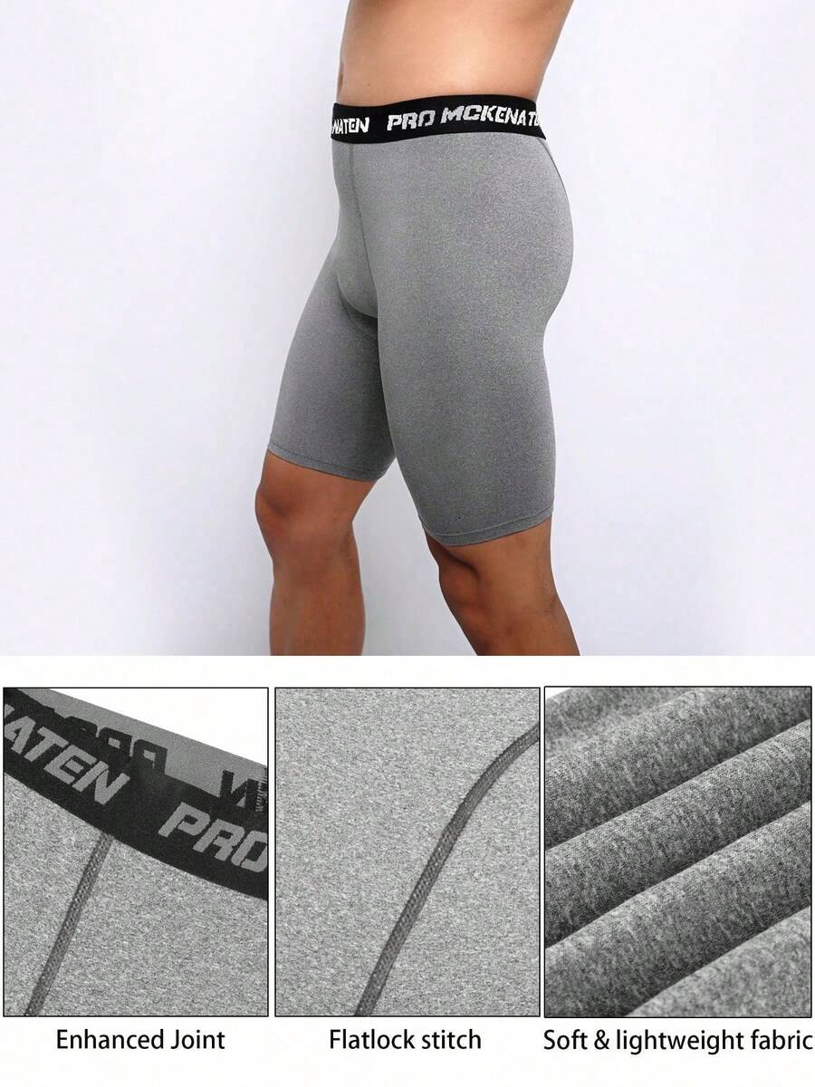 Quần short bó sát tập luyện mùa hè cho nam, quần short thể thao tập luyện nhanh khô, thoáng khí, co giãn, quần bó chạy bộ - Xám - Xem 1