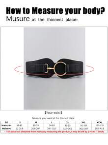 1 pieza Cinturón elástico negro básico y sencillo para mujer, adecuado para fiestas de Halloween o para combinar con atuendos diarios - Negro - Ver 5