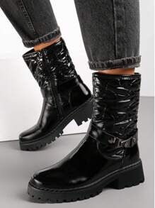 Bottines courtes plateforme à patchwork brillant polyvalent et