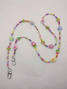 1pc Bohemian Style Summer Phone Lanyard, Colorful Tulip Flower Bead Chain Pendant Strap For Handbag/Purse Decor - Multicolor - View 18