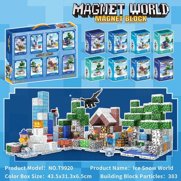 Open Sandbox Toy - My Magnetic World - Snow World Adventure Series - Steve And Alex-MC Magnets - With Base Plate - DIY Creative Puzzle - 3D Magnetic Building Blocks - Anime Mini Toys - 100 Ways To Play - Children's Educational STEM Toy - Creative Building Puzzle - Desktop Ornaments - Collectibles - Suitable For Children Over 6 Years Old - Perfect Birthday/Holiday Gift