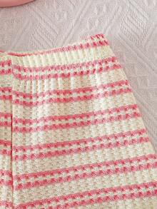 2pcs Baby Girls Stripe Breathable Knit Vest & Shorts Set, Sweet & Stylish, Suitable For Vacation