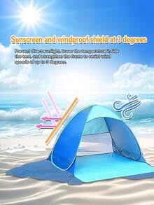 Carpa de playa emergente ligera y duradera, proporciona protección UPF 50+ contra los rayos UV. Incluye 4 estacas de anclaje. ¡Gran regalo para Navidad, Halloween, Acción de Gracias!