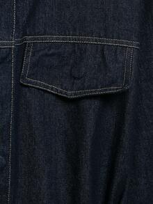 SHIBASHAN 女款超大休闲翻领牛仔夹克配腰带长袖单排扣外套