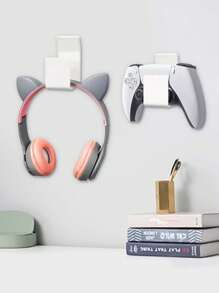 Non Drilling Multifunctional Hook Computer Headphone Stand, Head Mounted Bracket, Bluetooth Headset Storage Hook, Adhesive Wall Mounted Handle, Hanging Rack, Minimalist Solid Color