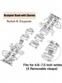 Silbernes Herz-Kreuz Lederarmband, geeignet für Apple Watch 38/40/41/42/44/45mm