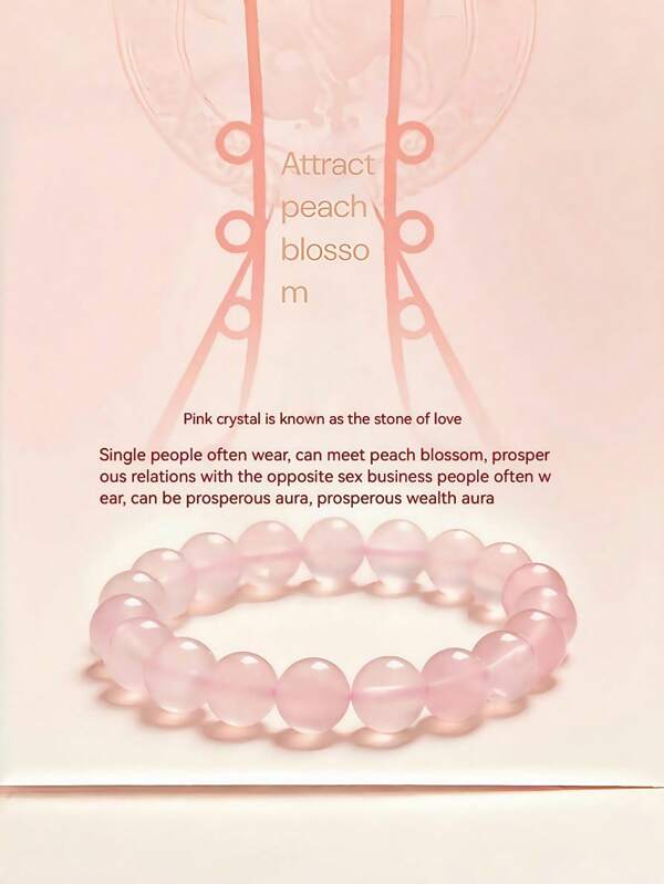 Natural Pink Crystal Beaded Bracelet Birthstone Healing Crystal 4mm/6mm/8mm/10mm Round Bead Bracelet Exquisite Pink Hand Jewelry Energy Balance Jewelry
