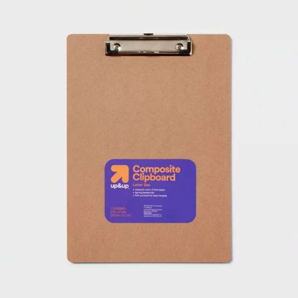 Composite Clipboard Brown: MDF Paper Clipboards, Desk Organizer, 12.52" X 8.976", Light