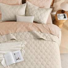 Size Quilt Bedding Set Teal - Full Lightweight Comforter Bedspreads & Coverlets Turquoise - Bedding Cover Bed Decor All Season - 3 Pieces (1 Quilt, 2 Pillowcases) - 米色 - 查看 4