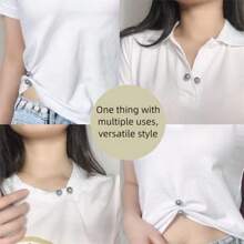 3 piezas de broches anti-exposición, alfileres simples e invisibles para fijar la ropa, pasadores decorativos versátiles para ajustar la longitud de la cintura de los pantalones, sin daños a la ropa sin coser, broches de perlas dobles, botones para ajustar la longitud del pantalón