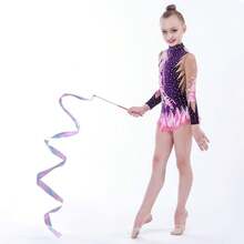 2025Hot Sale2pcs Rhythmic Dance Ribbons, 78.Inch Gymnastics Ribbon Dancer Wand Dancing Ribbon Streamers, Fits Artistic Dancing Gymnastics, Circus Shows, Baton Stick Twirling - Purple - View 6