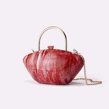 Women's Handbag In A New Style Made Of Pressed Acrylic, Evening Bag, Shoulder Bag With One Shoulder Strap, Clutch Bag For Wedding Banquets, Chain Handbag - 珍珠色 - 查看 3