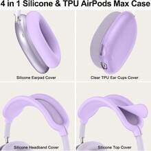 4 In 1 Silicone Case Cover For Max,Clear Soft TPU Ear Cups Cover/Ear Pad Case Cover/Headband Cover For Max(2024/2020),Transparent Accessories Compatible With Apple AirPod Max (USB-C) - Multicolor - View 6