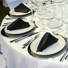 New-2025  12 Piec Satin Napkins Soft Dinner Napkins Square Table Napkins 17 X 17 Inch For Rtaurant Weddings Party Dinner Dration (Black) - Black 17 x 17 inch - View 6