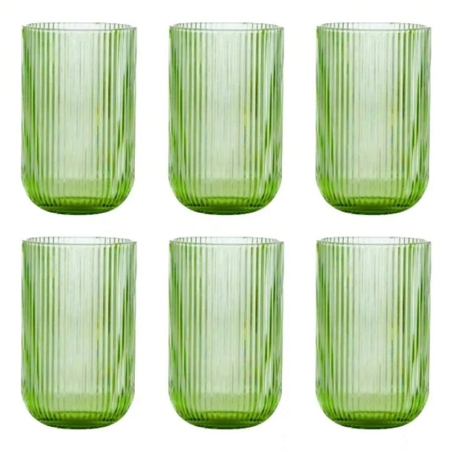 Versailles Grafiato Glass Cup Set 460ml 6 Pieces Drink Juices Water - KE HOME - 翡翠綠 - 查看 1