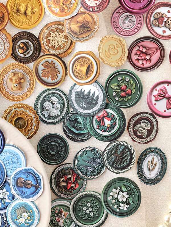 40pcs/Pack Moisturizing Decals-Memories Series Fireproof 3D Design Label Stickers For Sealing, School Supplies, Back To School