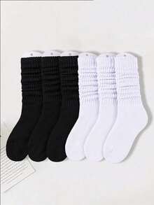 6 Pairs Women Solid Color Wool Socks, Clothing Accessories Socks, Popular Solid Red Gift, Suitable For Spring Outing, Camping, Shooting, Valentine's Day (Socks Only, No Sock Card) - Multicolor - View 4