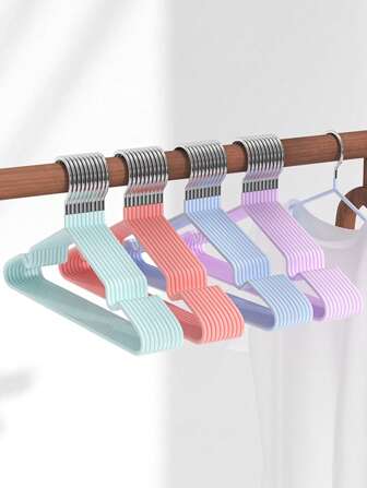 10pcs Stainless Steel Hangers, Non-Slip Design, Durable, Suitable For Bedroom, Closet And Home Garment Drying And Organization, Colored Steel Hangers, Non-Slip, Durable Heavy Coat And Suit Hangers Space Saving, 15.7inch (40cm)