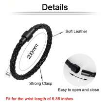 Fashion Men Bracelet Set 2pcs Leather Lucky Black Thread Bracelet Matte Onyx Stone Bracelet Accessories Gifts For Him