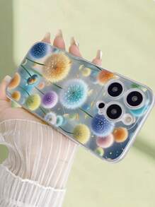 1 pieza Funda de teléfono a prueba de caídas con estampado de diente de león transparente y pintado a la moda, compatible con iPhone 16/11/16pro/16plus/16promax/16e/15Promax/13/14/12/XS/XR/7G/8P, compatible con Samsung Galaxy 11/12Pro/12/12X/13Pro/14Pro/15Pro/X3pro/, compatible con Redmi 10/9/Note9/12c/Note11pro/Note8Pro/9C/9a, funda protectora de teléfono a prueba de agua, golpes y arañazos